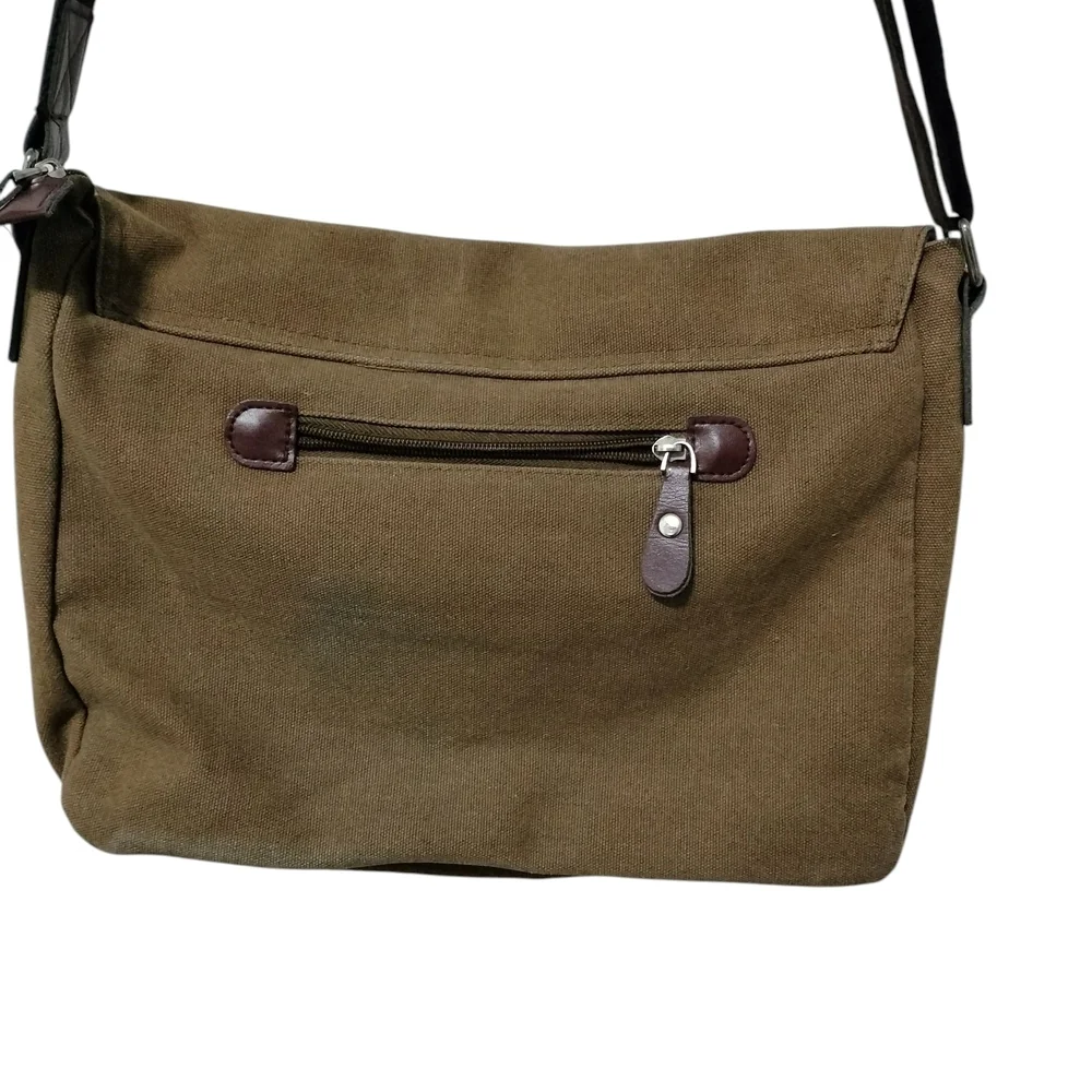 Mactso Men's Brown Canvas Messenger Bag